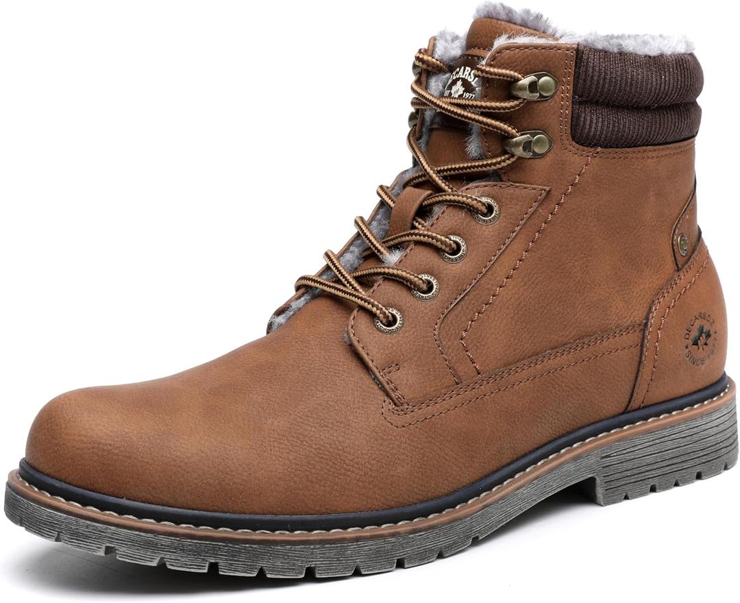DECARSDZ Men's Fashion Lace-up Casual Chukka Boots for Men Zipper Boot (9.5, Brown-fur)