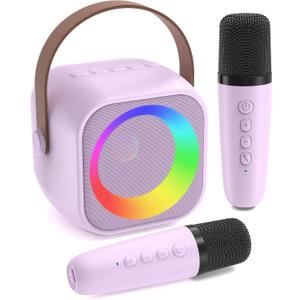 Karaoke Machine for Kids, Toys for 3-12 Years Old Girls Gifts, Kids Karaoke Microphone Machine Toy, Best Fun Christmas Birthday Gifts for 5 6 7 8 9 10 11 Years Teens Girl Boys Purple 2 Mic