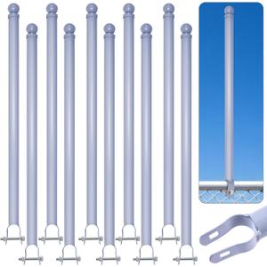 10 Pack Chain Link Fence Post Extensions, 25" Barbwire Arm Extensions for 1-3/8" Top Rail, Galvanized Steel Fence Post Extender for Height (Gray)