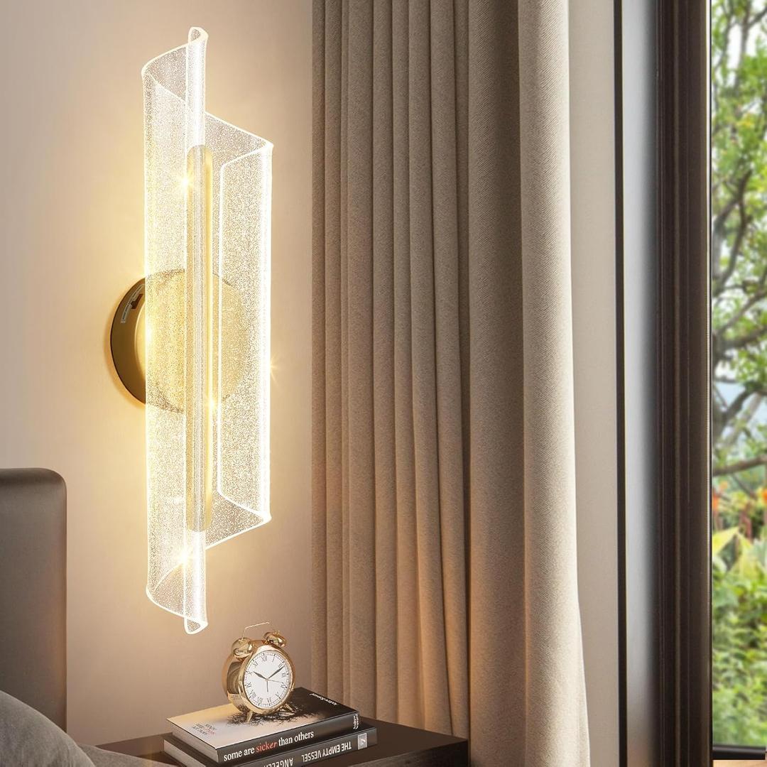 Modern Gold Wall Sconces 19.7in Sconces Wall Lighting Dimmable LED Wall Lights for Indoor Living Room Bedroom Bathroom Stairs Hallway Doorway