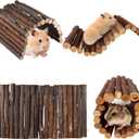 Hamiledyi 4PCS Hamster Bridge Wooden Bridge Toy Rat Ladder Natural Wooden Hideout Tunnel Ladder Hamster Cage Accessories Chew Toys for Guinea Pig Rat Chinchilla Reptile (S : 8.7" 3.95" (4 pcs))