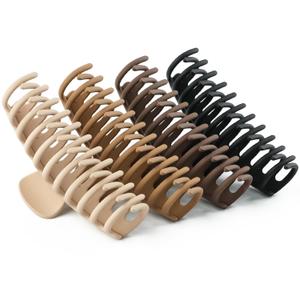 MAORULU Extra Large Matte Claw Hair Clips for Thick Hair, 5.25 lnch, for Women and Girls, 4 Pack (Black Coffee Brown Beige)