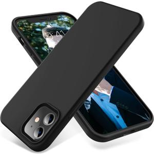 OTOFLY Soft Silicone Designed for iPhone 12/12 Pro Case,[Military Grade Drop Protection] [Anti-Scratch Microfiber Lining] Shockproof Protective Phone Case Slim Thin Cover 6.1 inch, (Black)