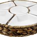 Ceramic Divided Serving Dishes Appetizer Serving Tray and Platters Set Snack Tray 6 Removable Snack Bowls with Basket for Relish Party Fruit Pizza Candy Nuts Condiment Veggies Chips Dips