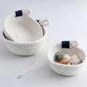 3 Pcs Coastal Centerpiece Woven Baskets Small Seashell Baskets 5 in, 5.5 in, 6 in, Rope Gift Bowls Decorative Trays for Beach Decor for Beach Weddings Home Bathroom Nursery Living Room Decor