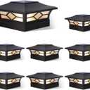 Solar Post Cap Lights Outdoor 8pack, Waterproof Solar Powered Deck Fence Post Lights for 4x4 Wood/Vinyl Posts, Solar Outdoor LED Light with Cool/Warm Lighting (Black, 8pack)