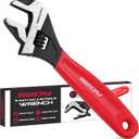 6" Adjustable Wrench Pipe Spanner: Wide Jaw Black Oxide Wrench With Cushion Grip, Laser Marked Metric & SAE Scales, CR-V Steel, for Professionals
