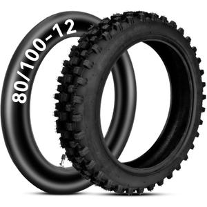 HIAORS 3.00-12 80/100-12 Dirt Bike Rear Tire and Inner Tube Compatible with 90cc 110cc 125cc XR70 CRF70 PW80 TTR90 TTR110 KX65 SSR125 Taotao DB14 Coolster QG214 Tuttio Off Road Motocross Motorcycle