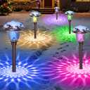 BEAU JARDIN 8 Pack Solar Pathway Lights Stainless Steel Outdoor Solar Powered Waterproof Glass High Lumen for Garden Landscape Path Yard Walkway Driveway White Color Changing Bronze