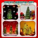 Set of 3 Retro Hand-Painted Tabletop Christmas Trees - 8", 10", 12" LED Lighted Decor, Battery Powered Vintage Mini Trees for Mantel, Shelf, Desktop Holiday Decor