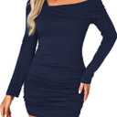 luvamia Womens Fall Dresses Cocktail Bodycon Dress for Women Short Club Dresses Navy Blue Medium Fits Size 8-10