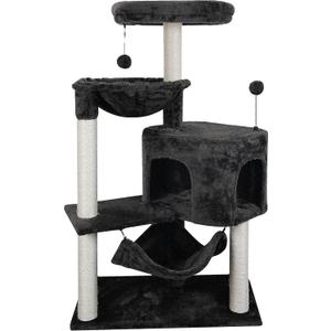 YUNIQUE Cat Tree with Cat Condo and Big Hammock, Darkgrey