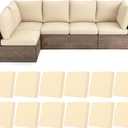 HEBE Stretch Patio Cushion Covers Set 12pcs,Waterproof Outdoor Couch Covers Replacement,Washable Reusable Seat Cushion Slipcovers for Patio Furniture Protector,Chair Cushion Cover (Beige)