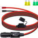 12 AWG Heavy Duty Cigarette Lighter Plug, 10 FT Cigarette Lighter Male Plug Adapter Cable with LED Lights and Fuse Box (20 A, 30A), Male Cigarette Lighter Plug, Car Accessories for Inverter, Air Pump