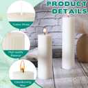 Set of 12 Ribbed Pillar Candles Soy Wax Home Decor Modern White Candles with Cotton Wick for Wedding Home Restaurants Spa Church Decoration