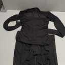 BORIFLORS Women's Sexy Ruched Bodycon Midi Dresses Elegant Mesh Long Sleeve Square Neck Ruffle Hem Cocktail Party Dress (Black), XS