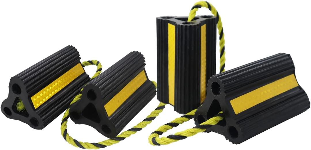 Rv Wheel Chocks for Trailers Camper Trucks and Small Aircraft Wheel Chock 2Pair4Pack Wheel Chocks Block with 3 Reflective Strips Versatile Heavy Duty Solid Rubber Wheel Immobilizers & Chocks (6.21"2pair4pack)