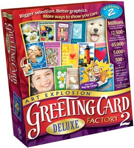 Art Explosion Greeting Card Factory Deluxe 2: Greeting Card Software for Kids - Modern, Multicolor, Pop-Up Cards - Christmas, Birthday, Holiday