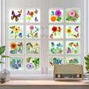 11 x Spring Window Flower Clings, 83Pcs Colorful Flower Butterfly Anti-Collision Window Decals, Double Side Window Sticker Decorations for Baby Shower Decoration Party Supplies