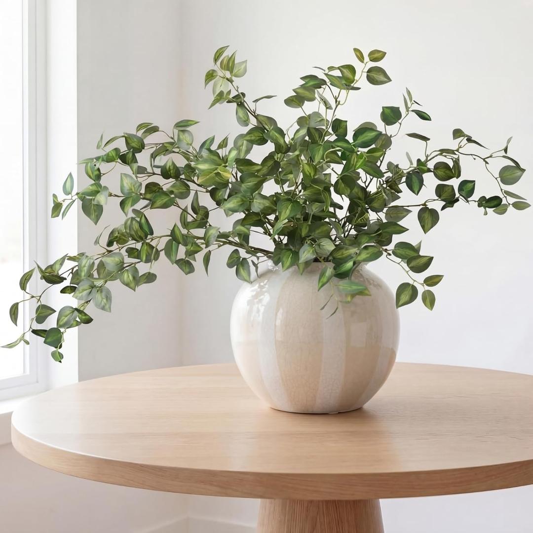Giegxin 6 Pcs 31.5 Inch Artificial Eucalyptus Greenery Stems Faux Leaves Branches Fake Plants Spray for Wedding Centerpieces Vase Filler Home Kitchen Farmhouse Spring Decor Office Party Decoration
