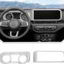 JeCar 2pcs for 2024+ Jeep Wrangler JL Interior Accessories Center Console Dash Cover Trim (Silver)