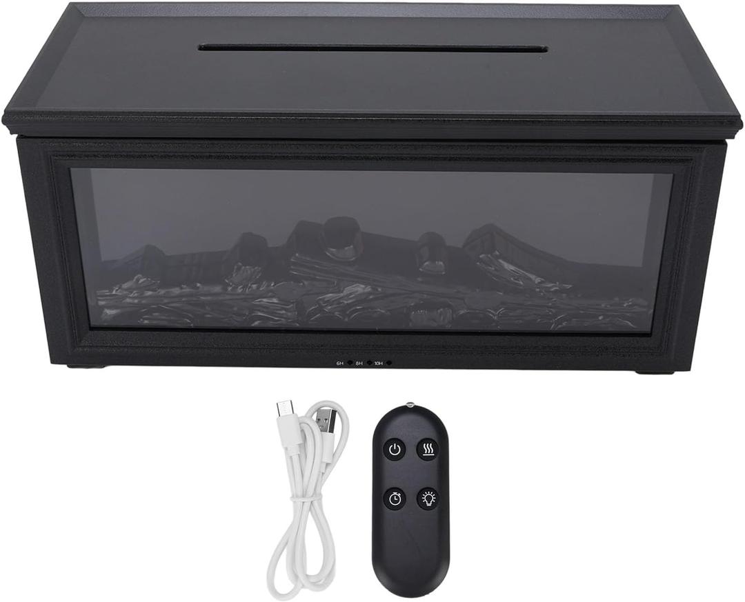 Essential Oil Diffuser, 280ml Fireplace Flame Aromatherapy Diffuser, Cool Mist Humidifier Quiet Auto Shut Off for Home Bedroom Office (Black)