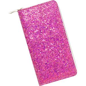 KUKOO Glitter Wallet for Women Shiny Long Phone Clutch Purse Ladies Card Holder (A - Rose Red)