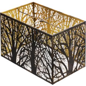 Metal Square Lampshade 8''Top X 14'' Bottom X 9'' Height Lamp Shade Fits For Bedroom Living Room And More Spider Fitter (Brown)