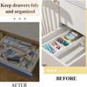 6 Pcs Expandable Drawer Organizer Bins Adjustable Deep Drawer Hanging Organizer Tray Expandable 11.4 to 18.1 Inches Plastic Dividers Storage for Office Bathroom Bedroom Kitchen Desk, White