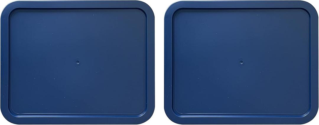 Replacement Lids fits Pyrex 3-Cup Glass Food Storage Container Bowls, (7.75 x 5.75-Inch) Plastic Rectangle Lids Covers for Pyrex 7210-PC, Airtight & Leakproof (2-Pack, Blue)
