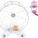 8.7" Super Silent Hamster Wheel with Stand & Water Bottle  Ultra Quiet Exercise Running Wheel for Gerbils, Syrian & Dwarf Hamsters, Chinchillas, Small Pets  Noiseless Spinning Design, Clear