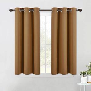 NICETOWN Sleek Blackout Curtains 45 inches Length for Small Windows, Noise Reducing and Block Draft Panels for Door Doorway Laundry Office Luxury Decor Theme (2 Panels, Gold Brown, W42 x L45 -Inch)
