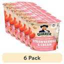 (6 pack) Quaker Instant Oatmeal, Strawberries & Cream, 1.51 oz Cup, BBD: JUL 27/2026