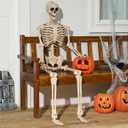 JOYIN 5 FT Halloween Skeleton Life Size, Stayable Posable Skeleton Decor, Full Body Movable Joints Giant Skeletons for Halloween Decoration Outdoor, Haunted House Prop, Spooky Scary Graveyard Party (White)