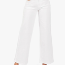 Sidefeel Women's Wide Leg Jeans High Waisted Stretchy Straight Leg Jeans Buttoned Loose Denim Pants with Pocket White Size 6 Short
