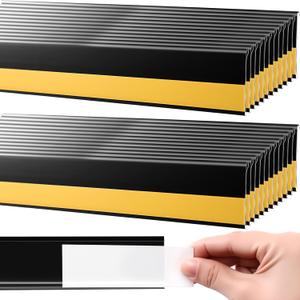 Fainne 25 Pcs Shelf Label Strips 1.25''H x 48" L Self Adhesive Shelf Label Holder Gondola Price Tag Stick on Plastic Clear Ticket Channel for Metal Wood Plastic Rack(Black)