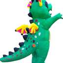 Winged Flying Inflatable Dinosaur Costume Men Adult Size Blow Up Halloween Suit Unisex Suitable (Green)