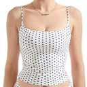 SUUKSESS Women Double Line Square Neck Tank Top Summer Y2K Going Out Basic Cami Shirt (White, S)