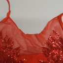 WOKANSE Birthday Dresses for Women Sexy Halter Sleeveless Sequin Mesh See Through Feather Cocktail Party Dress Clubwear (Small, Red)