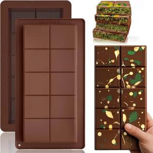 HKNMTT Chocolate Bar Silicone Molds, Large Stuffed Dubai Pistachio Deep Bar Moulds Kit 1 Inch Thick Big Pack of 2, Ideal for Homemade Making Bar Candy Bar Bpa Free DIY