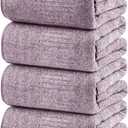 SEISSO Bath Towels 4 Pack Large Bathroom Bamboo Viscose Towels 35 x 63 Plush Soft Bath Towel for Shower Extra Absorbent Jumbo Bath Sheet - Multipurpose Use as Sports, Travel, Fitness, Yoga (Purple)