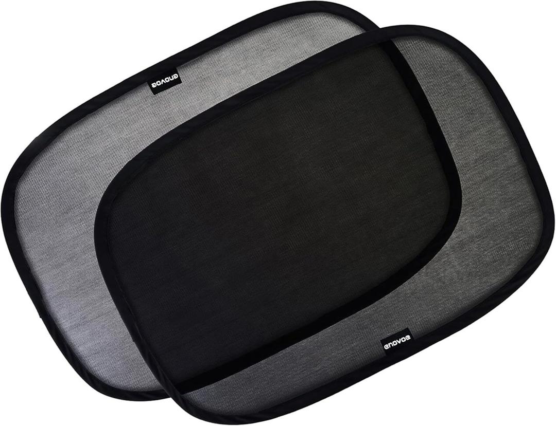 2-Pack Car Window Shades by Enovoe - 19 x 12 in Side Window Cover for SUVs, Sedans, and Trucks - Protects Baby from UV Rays and Glare - Cling Design for Easy Use - Plain