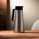Bodum 37oz Bistro Double-Wall Vacuum Insulated Thermo Jug, Black Plastic Handle and Lid, Brushed Stainless Steel