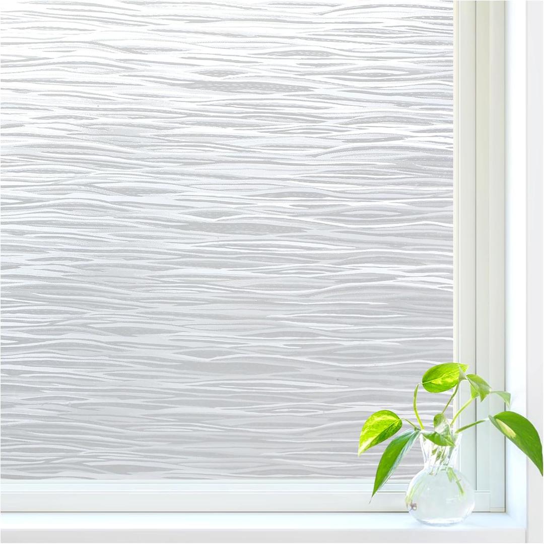 DOWELL Window Privacy Film, Frosted Glass Privacy Window Film, Static Cling Vinyl Clings, UV Blocking Heat Control Glass Covering, Removable Decorative Door Sticker for Home Office, 17.5" x 78.7"