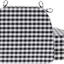 AAAAAcessories D-Shaped Chair Cushions, 2" Thick Dining Chair Pads with Ties and Removable, Machine-Washable Cover, 17" x 16", Set of 4, Checkered Black/White