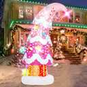 6 FT Christmas Outdoor Inflatable Decorations, Blow Up Pink Christmas Tree with LED Light for Xmas Holiday Party Garden, Yard, Lawn Decor