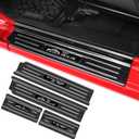 2PCS Car Door Sill Protector for Jeep Wrangler JL JLU 2018-2025 &Gladiator JT 2020-2025,Stainless Steel Material Door Sill Guards for Wrangler Accessories,2 DoorCarbon Fiber