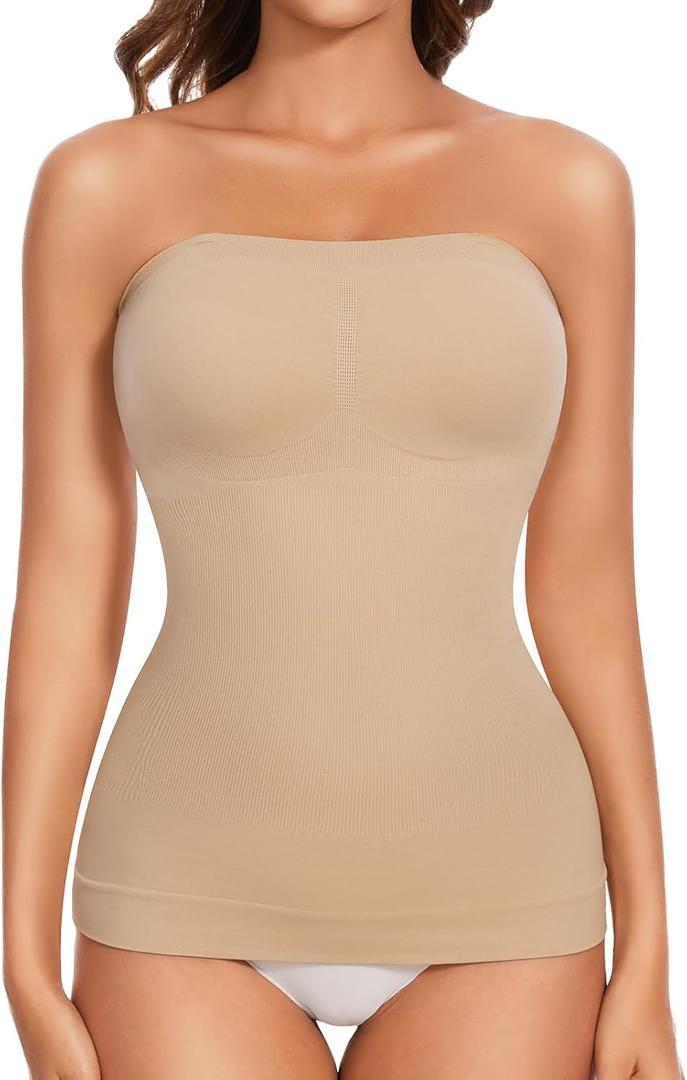 Ellareese Strapless Shapewear Tank Tops Tube Tops for Women Cami Shaper Tummy Control Slimming Camisoles Compression, XL