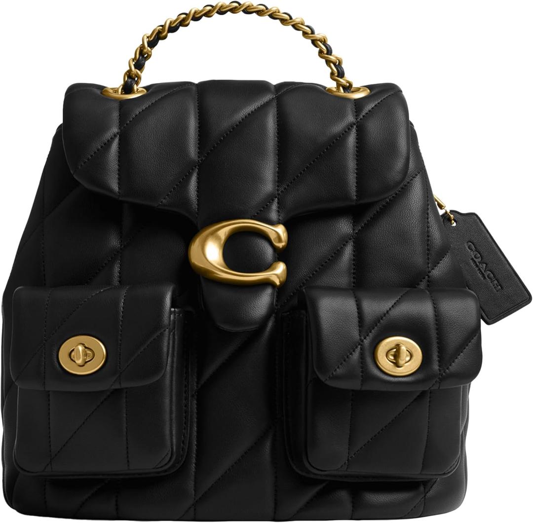 COACH Women's Quilted Leather Tabby Backpack (Black)