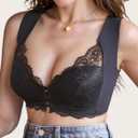 Pack Front Closure Bras for Women Full Coverage Lace Wireless Bralettes, Soft Breathable Support Wirefree Everyday Bras (XL)